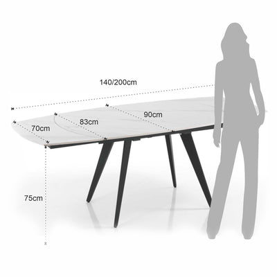 Table extensible Luka 1 - noir et blanc - 75x90x140/200 cm