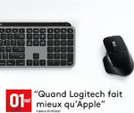 Logitech MX Keys - Clavier Éclairé sans Fil Avancé pour Mac, Frappe Tactile, Touches LED Rétroéclairées, Bluetooth, USB-C, Batterie 10 Jours, Gris Sidéral - Clavier Français AZERTY