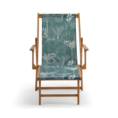 Chaise longue Amezza acacia et toile