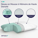ZenPur Oreiller à Mémoire de Forme Orthopédique & Ergonomique - Housse en Fibre de Bambou Bio - 40x60 cm